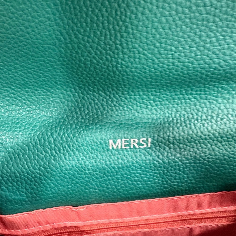 MERSI Teal Pebbled Leather Studded Crossbody Bag - Picture 6 of 10